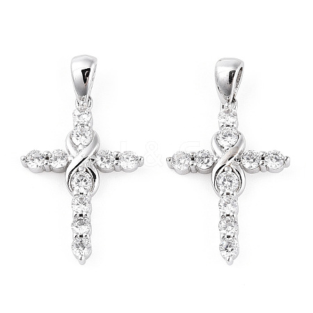 Rhodium Plated 925 Sterling Silver Micro Pave Clear Cubic Zirconia Pendants STER-T007-33P-1