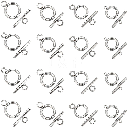 40Pcs 4 Styles 304 Stainless Steel Ring Toggle Clasps STAS-SC0007-38-1