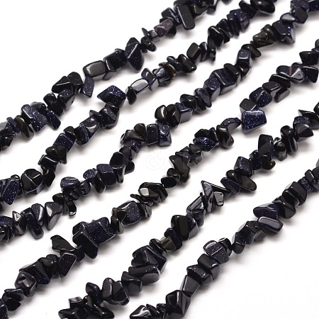 Synthetic  Blue Goldstone Chip Bead Strands X-G-M205-41-1