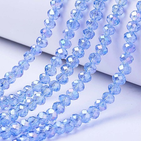 Electroplate Glass Beads Strands X-EGLA-A034-T6mm-B09-1
