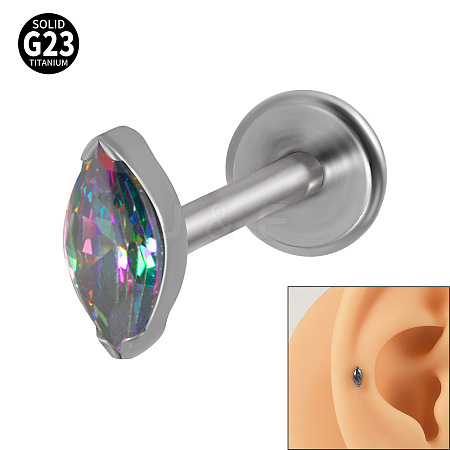 G23 Titanium Cubic Zirconia Horse Eye 17 Gauge Threadless Labrets for Women Men WG9E7C9-18-1