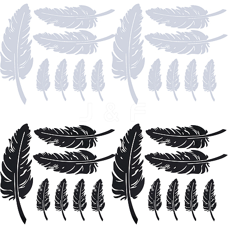 4 Sheets 2 Colors Plastic Feather Waterproof Car Stickers DIY-GF0008-98-1