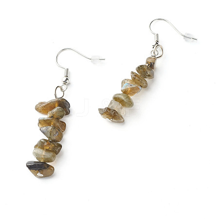 Natural Labradorite Chip Beads Dangle Earrings EJEW-JE04649-07-1