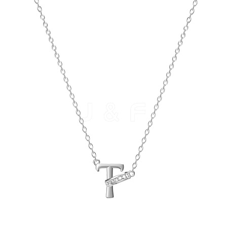 304 Stainless Steel Crystal Rhinestone Initial Pendant Necklaces FS-WGCEFCC-20-1
