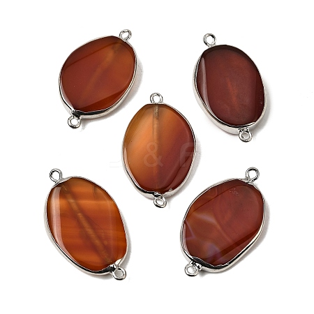 Natural Agate(Dyed & Heated) Oval Links Connector Charms G-P614-06P-04-1