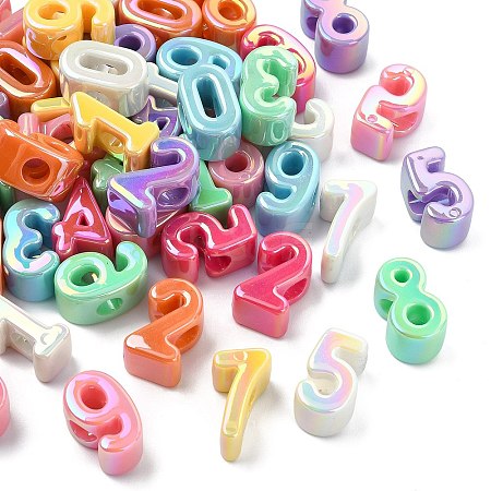 50Pcs 10 Styles Opaque UV Plating Acrylic Beads PACR-CJ0001-49-1