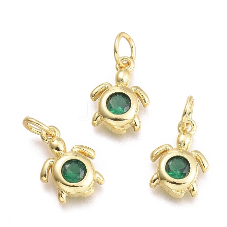Brass Micro Pave Cubic Zirconia Pendants KK-P187-12E-G-1