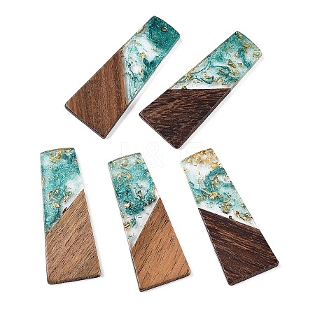 Opaque Resin & Walnut Wood Pendants RESI-T058-04L-1