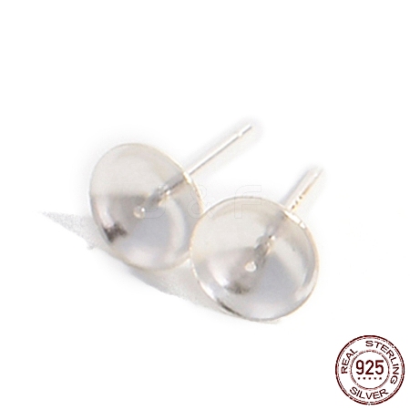Rhodium Plated 925 Sterling Silver Stud Earring Findings STER-Z005-06P-1