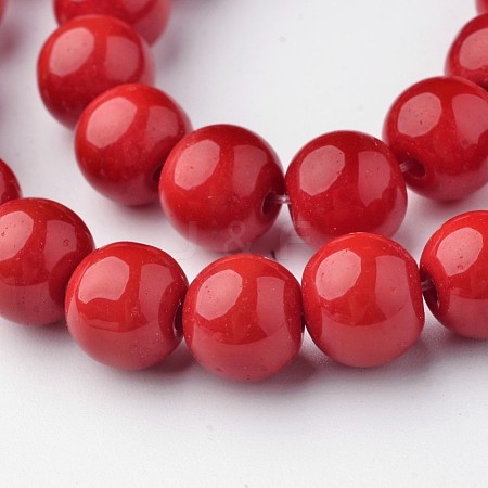 Opaque Solid Color Glass Beads Strands GLAA-D080-8mm-19-1