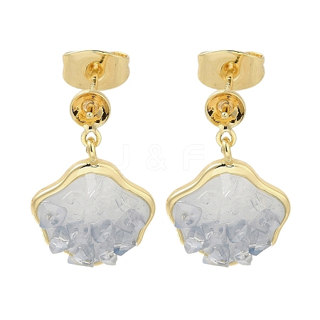 Brass Enamel & Quartz Stud Earring Findings KK-K388-18G-1