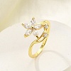 Rack Plating Brass Micro Pave Cubic Zirconia Finger Rings for Women LS-RJEW-M027-01G-01-2