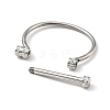 304 Stainless Steel D Shape Bar Screw Bangle with Cubic Zirconia LS-STAS-E057-01P-4