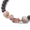 Natural Zebra Jasper with Natural Lava Rock Beaded Stretch Bracelets for Women BJEW-JB11130-04-3