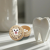 Round Beech Wooden 3D Engraved My First Tooth Box CON-WH0120-004-4