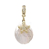 Brass Micro Pave Clear Cubic Zirconia European Dangle Charms PALLOY-JF05895-02-2