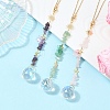 3Pcs Round Glass & Natural Amethyst & Rose Quartz & Green Aventurine Chips Hanging Suncatchers HJEW-JM04209-2