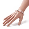 Natural Rose Quartz Charm Bracelets for Women BJEW-JB09926-02-3