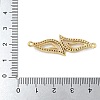 Rack Plating Brass Micro Pave Clear Cubic Zirconia Leaf Connector Charms KK-A234-081G-3