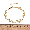304 Stainless Steel Colorful Rhinestone Leaf Link Chain Bracelets SA-CBAF6AD-12G-5