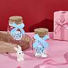 2Pcs Column Transparent Glass Baby Boy Teeth Empty Cork Bottles with Bowknot and Plastic Tooth Picture Stickers AJEW-NB00016-4