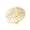 Big Flat Round with Sun Alloy Open Cuff Rings for Women RJEW-U006-04G-2