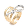 Brass Bowknot Wide Open Cuff Ring for Women RJEW-C102-22GP-1