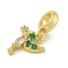 Rack Plating Brass Pave Colorful Cubic Zirconia Bird European Dangle Charms KK-Z067-48G-2