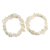 Natural White Moonstone Chip Beaded Stretch Bracelet G-H294-01B-05-1