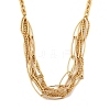 304 Stainless Steel Multi Layerd Oval Bib Necklaces for Women NJEW-A032-09G-02-1