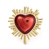 Heart Brass Enamel Open Cuff Ring for Women RJEW-C102-02G-2