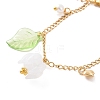 Acrylic Leaf & Flower & Plastic Pearl Charm Bracelet BJEW-JB09077-4
