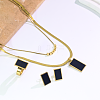 Stainless Steel Plastic Rectangle Earrings & Double-layer Necklaces & Rings Sets for Women UQ8925-2