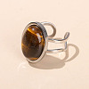 304 Stainless Steel & Natural Tiger Eye Cuff Rings FS-WGDE3F0-03-1
