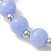 Natural Dyed Blue Lace Agate Beads Stretch Bracelets for Women BJEW-JB12930-3