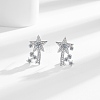 Brass Micro Pave Clear Cubic Zirconia Star Stud Earrings EJEW-B134-01-1