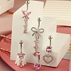 1Pc 304 Stainless Steel Rose Rhinestone Curved Barvell Dangle Belly Rings WGF9938-04-3