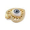 Heart with Eye Brass Micro Pave Clear Cubic Zirconia Pendants KK-G419-07G-01-4