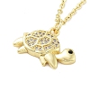 Brass Micro Pave Clear Cubic Zirconia Cable Chain Turtle Pendant Necklaces for Women NJEW-M009-01G-B-1