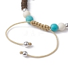 Starfish & Tortoise Synthetic Turquoise Braided Bead Bracelet BJEW-JB09967-01-4
