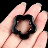 Natural Obsidian Hollow Flower Pendants PW-WG95796-08-1