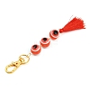 Resin Evil Eye Round Bead & Polyester Tassel Pendant Decorations HJEW-JM04164-02-4