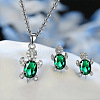 Tortoise Alloy Rhinestone & Glass Pendant Necklaces & Stud Earrings Sets FS-WG4B54D-09-1