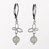 Stainless Steel Gemstone Dangle Leverback Earrings EJEW-JE01745-2