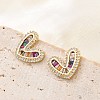 Brass Micro Pave Cubic Zirconia Stud Earrings for Women EJEW-F352-04G-5