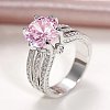 Brass Micro Pave Cubic Zirconia Finger Rings for Women FS-WGB56BB-06-1