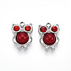 Natural Red Jasper and Ruby Rhinestone Owl Charms STAS-T064-66P-1