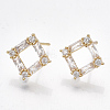 Brass Cubic Zirconia Stud Earrings KK-S348-362-1