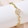 Brass Micro Pave Cubic Zirconia Link Chain Bracelets for Women BJEW-C156-04D-02G-1