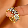 Brass Micro Pave Clear Cubic Zirconia Finger Rings FS-WG88BF1-01-3